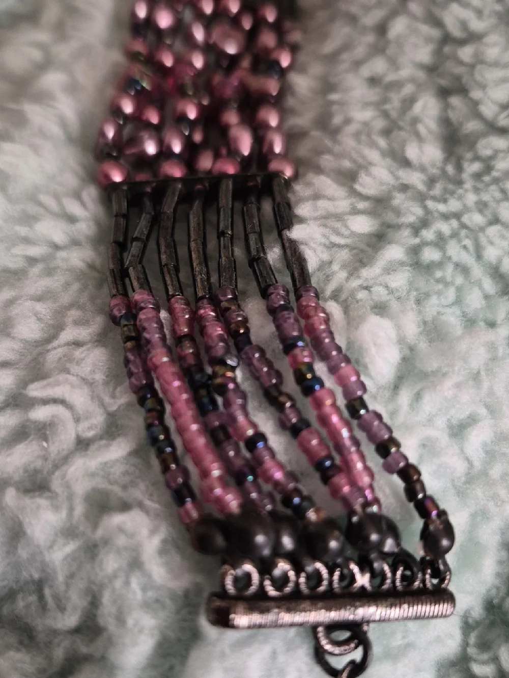 Handcrafted Purple Beaded Multi-Strand Bracelet